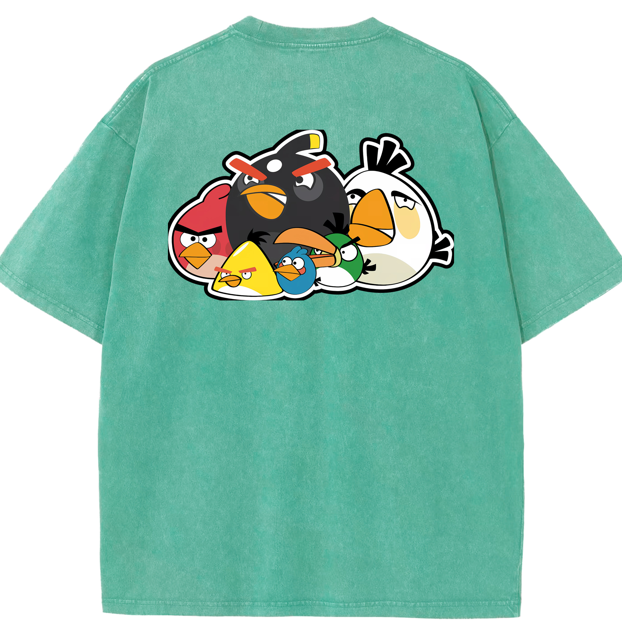 （画像用） Angry Birds アングリーバード 綿100% ヴィンテージ風 半袖Tシャツ（背面プリント）